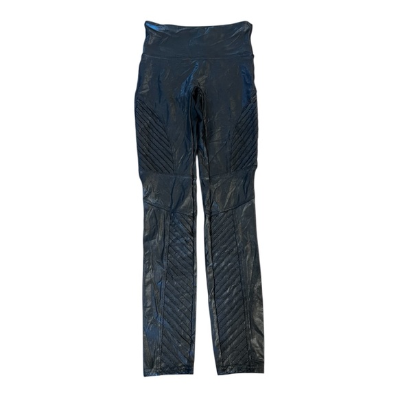 SPANX Faux Leather Moto Leggings Size M Black - Picture 4 of 9